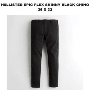 HOLLISTER EPIC FLEX SKINNY BLACK CHINOS SIZE 36W X32L (NEW)